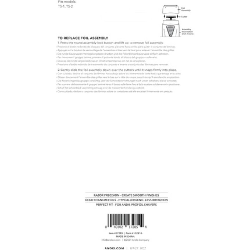 Andis Replacement Lithium Titanium Foil Assembly for Profoil Shaver