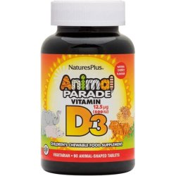 NaturesPlus Animal Parade Children Vitamin D3 Chewable Black Cherry Flavor 90 Tablets