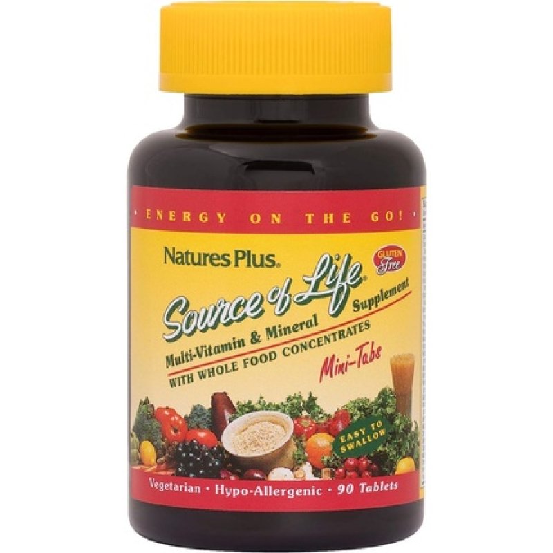 NaturesPlus Source of Life Mini-Tabs Whole Foods Multivitamin Supplement 90 Mini Tablets