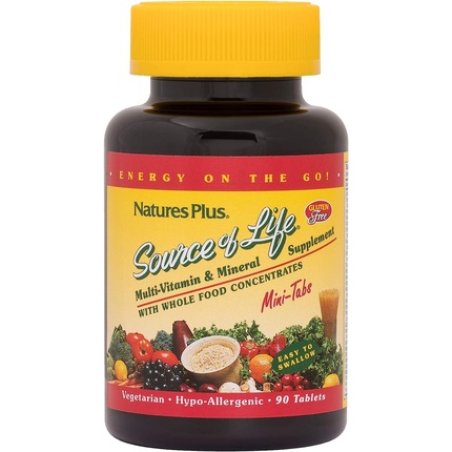 NaturesPlus Source of Life Mini-Tabs Whole Foods Multivitamin Supplement 90 Mini Tablets