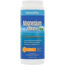 NaturesPlus Magnesium Powder 400mg Natural Citrate Supplement Orange Flavor 60 Servings