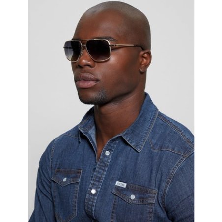 Guess Men GU0016732W60 Sunglasses Matte Pale Gold