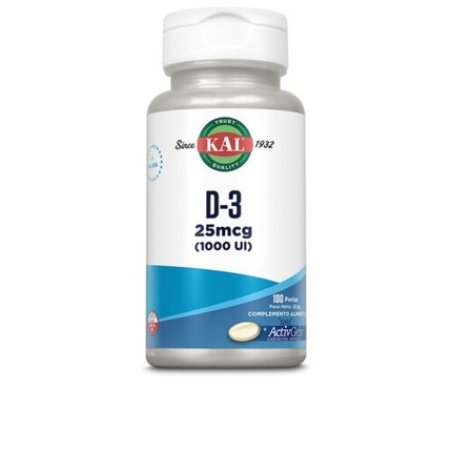 Kal Unisex D-3 25mcg (1000 UI) Nutrition Supplement 100 Activgel Pearls