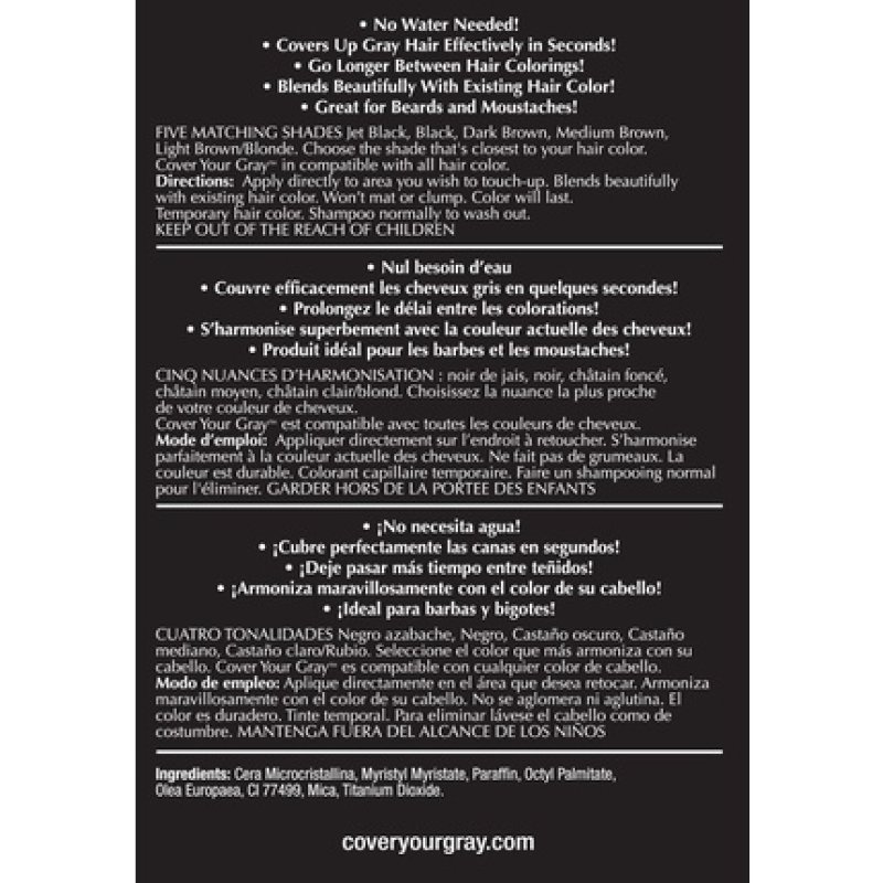 Cover Your Gray Men's Touch-Up Stick Jet Black 1.5 Ounce