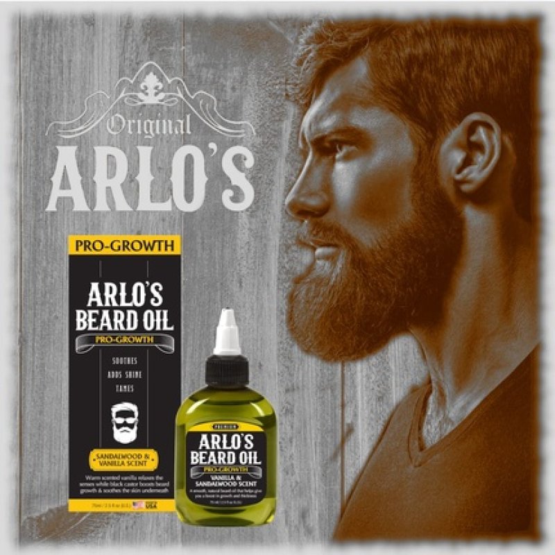 Arlo's Pro Growth Beard Oil Vanilla Sandalwood 2.5 oz - Promotes Beard Hair Growth