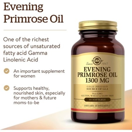 Solgar Evening Primrose Oil 1300mg 60 Softgels - Promotes Healthy Skin