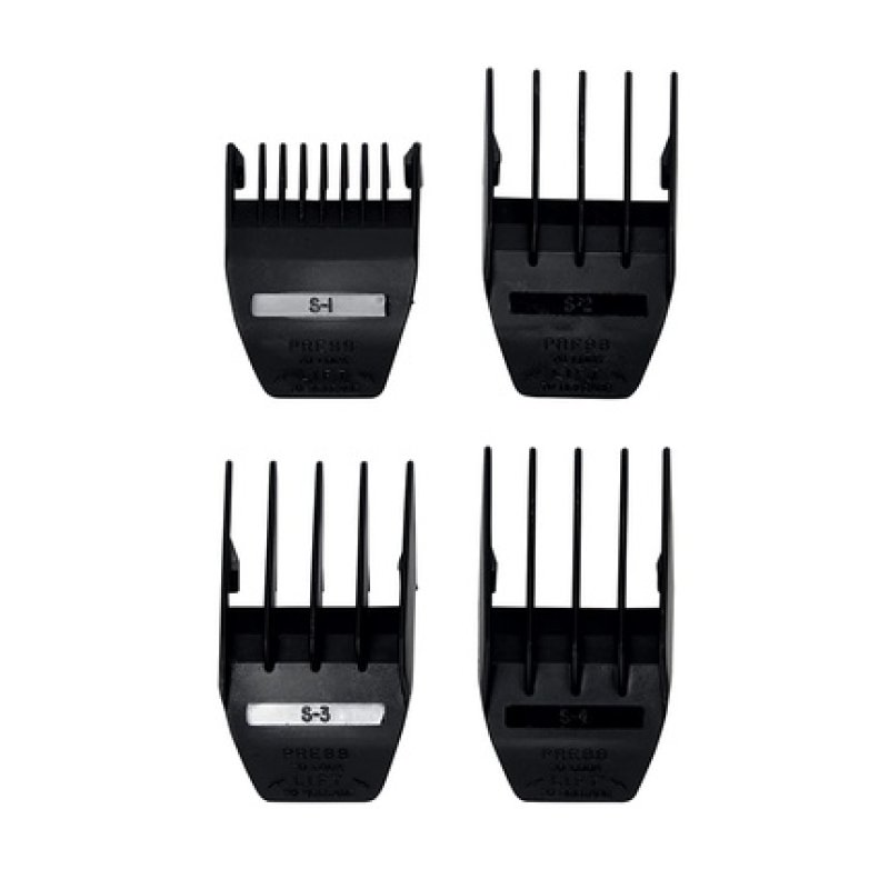 Wahl Professional 4-Piece Peanut/MAG/Beret Hair Clipper/Trimmer Cutting Guides Set Black