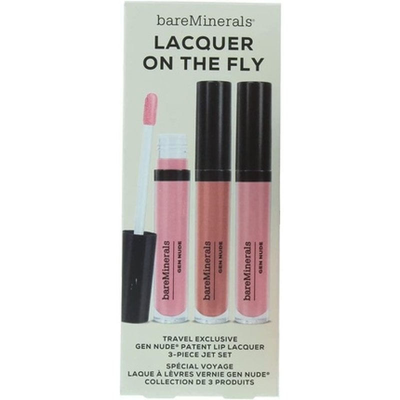 bareMinerals Gen Nude Lip Lacquer Trio Boxed Set of 3 Lip Glosses - Can't Even, Dahling, Major (3.7ml each) Full Size