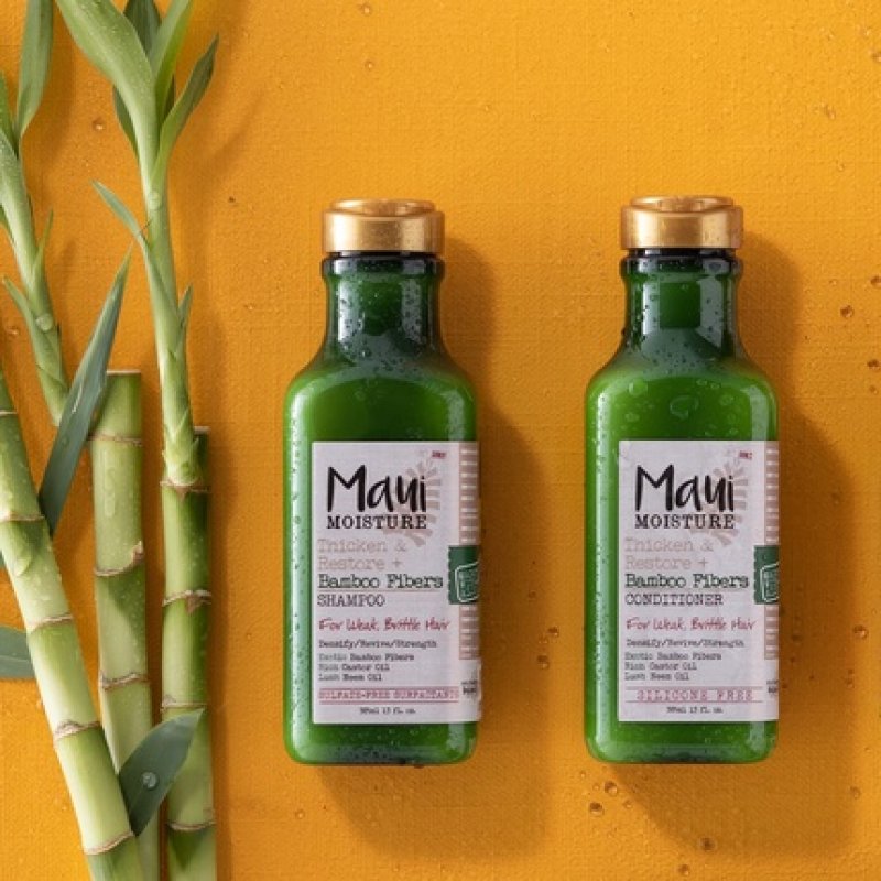 Maui Moisture Thicken & Restore Bamboo Fibers Strengthening Shampoo and Conditioner Set for Softening Transitioning