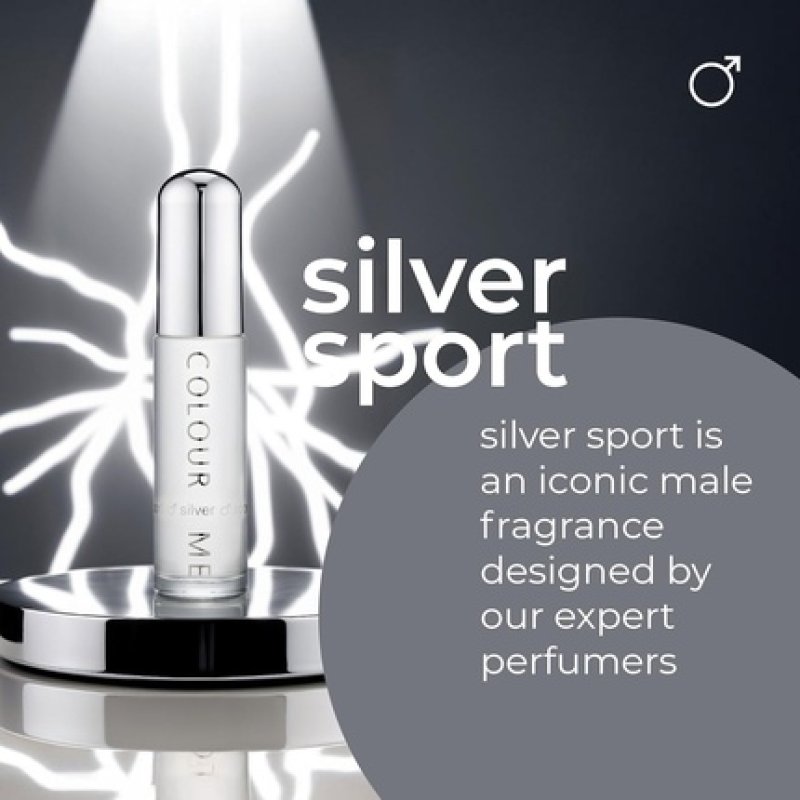 Colour Me Silver Sport Perfume for Men 50ml Eau De Parfum Luxury Fragrance