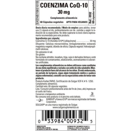 Solgar CoQ-10 Vegetable Capsules 30mg Supports Energy Production and Reduces Effects of Aging 60 Capsules