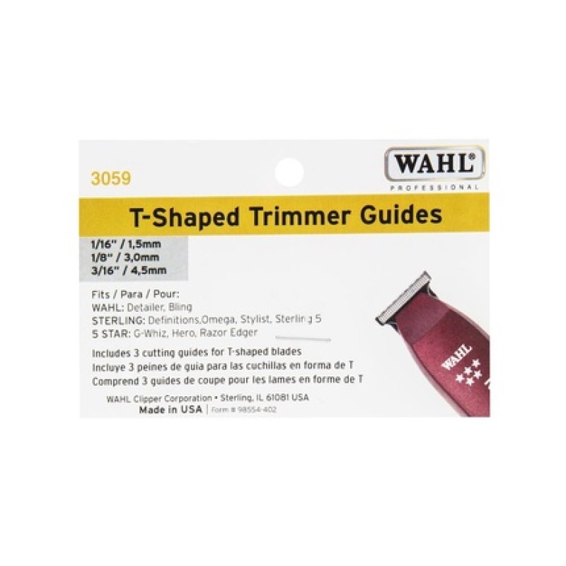 Wahl Professional Set of 3 T Blade Trimmer Guides Yellow