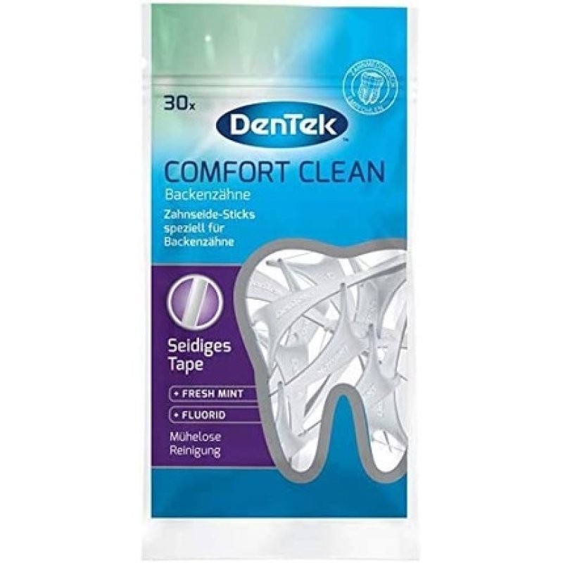 Dentek Comfort Clean Dental Floss Sticks for Back Teeth Mint Flavor Fluoride Toothpicks 30 Sticks