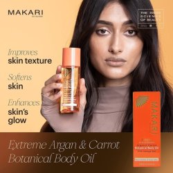 Makari Extreme Botanical Body Oil 4.23 fl. Oz. Moisturizing Toning Anti-Aging Treatment with Omega 3 & 6 Argan Carrot