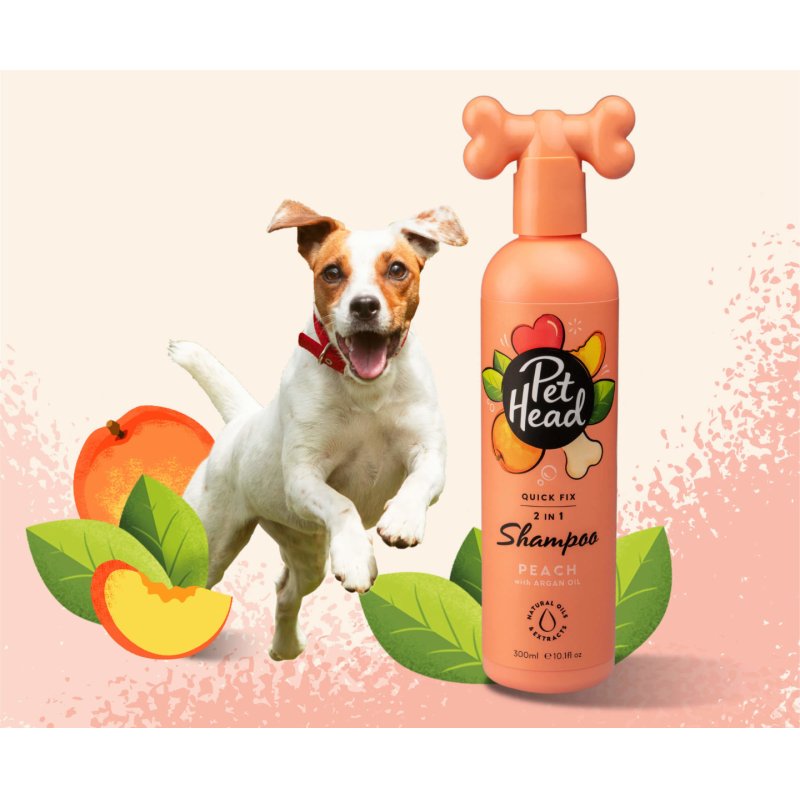 Pet Head Dog Shampoo, Quick Fix 2in1 Shampoo And Conditioner For Dogs Peach