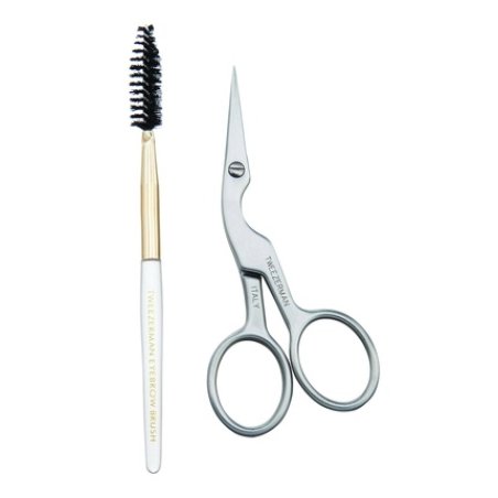 Tweezerman Studio Collection Stainless Steel Eyebrow Scissors with Brush