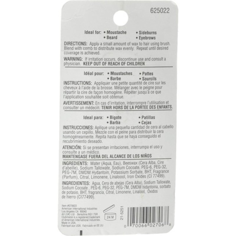 Clubman Pinaud Moustache Wax Black - Hang Pack