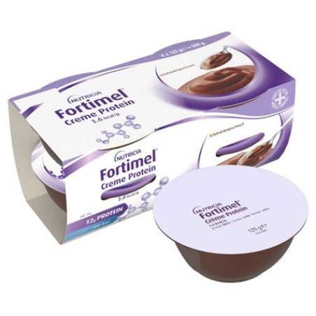 Nutricia Fortimel Cream Protein Special Dietary Supplement Cream With Chocolate Flavor - 1.6 Kcal, Pack Of 4 X 125 Grams