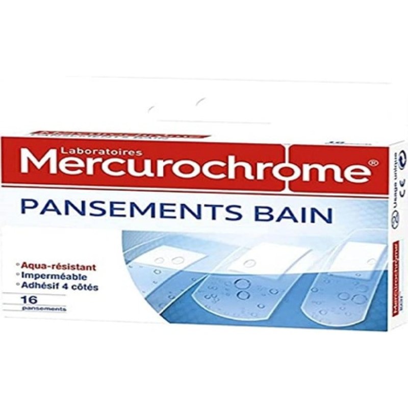 Mercurochrome Water Resistant Bath Plasters 16 Pieces