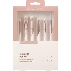 EcoTools Luxe Natural Elegance Professional Makeup Brush Set for Face Cheek and Eye Makeup 5 Piece Set Pink