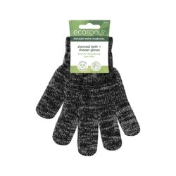 EcoTools Charcoal Infused Bath & Shower Gloves Cleansing Exfoliating Detoxifying Purifying Recycled Netting