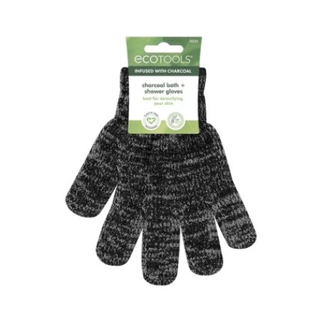 EcoTools Charcoal Infused Bath & Shower Gloves Cleansing Exfoliating Detoxifying Purifying Recycled Netting