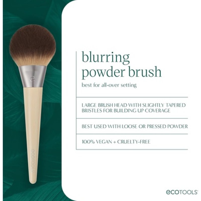 EcoTools Blurring Powder Makeup Brush for Loose & Pressed Powder Large All-Over Application Fluffy Synthetic Bristles