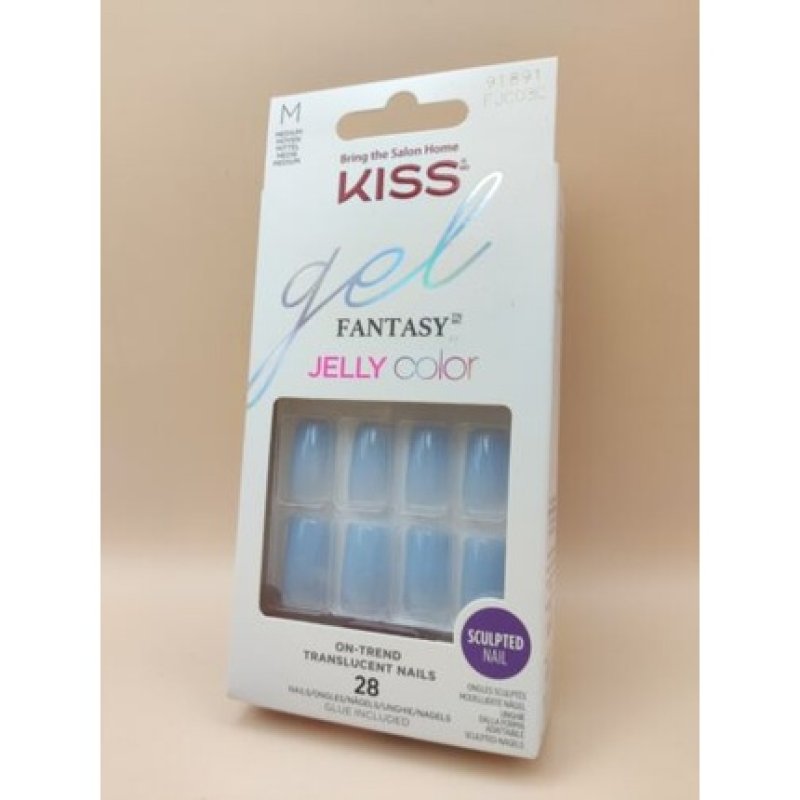 Kiss Gel Fantasy Jelly Color Gel Nails 28 Artificial Nails with Glue 91891/Fjc03c