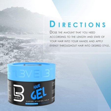 L3VEL3 Super Strong Hair Gel Creates Sleek Long Lasting Hairstyles Gives Volume and Adds Shine Water Based and Flake