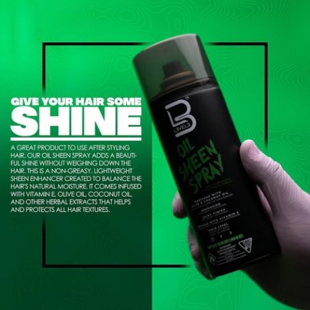 L3VEL3 Oil Sheen Spray Adds Gorgeous Gloss Strengthens and Protects Hair Enriched with Olive and Coconut Oil Infused