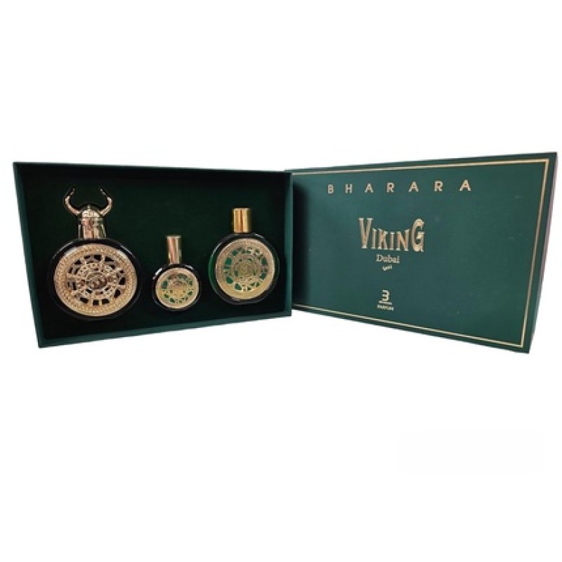 Bharara Viking Dubai Gift Set Perfume 3.4oz 100ml with Mini 1.0oz 30ml and Body