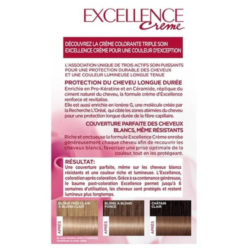 L'Oréal Paris Excellence Crème Permanent Hair Color Triple Care 100% Coverage for White Hair Shade 8.10 Light Ash