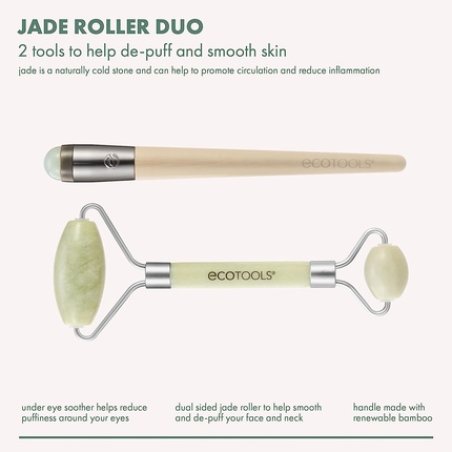 EcoTools Jade Roller Facial Set Face Roller Under Eye Roller Massage Tool 100% Jade Skincare Essential Jade Roller 