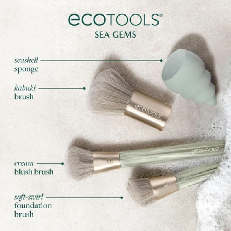 Ecotools Sea Gems Face Makeup Brush & Sponge Kit - 4 Piece Set