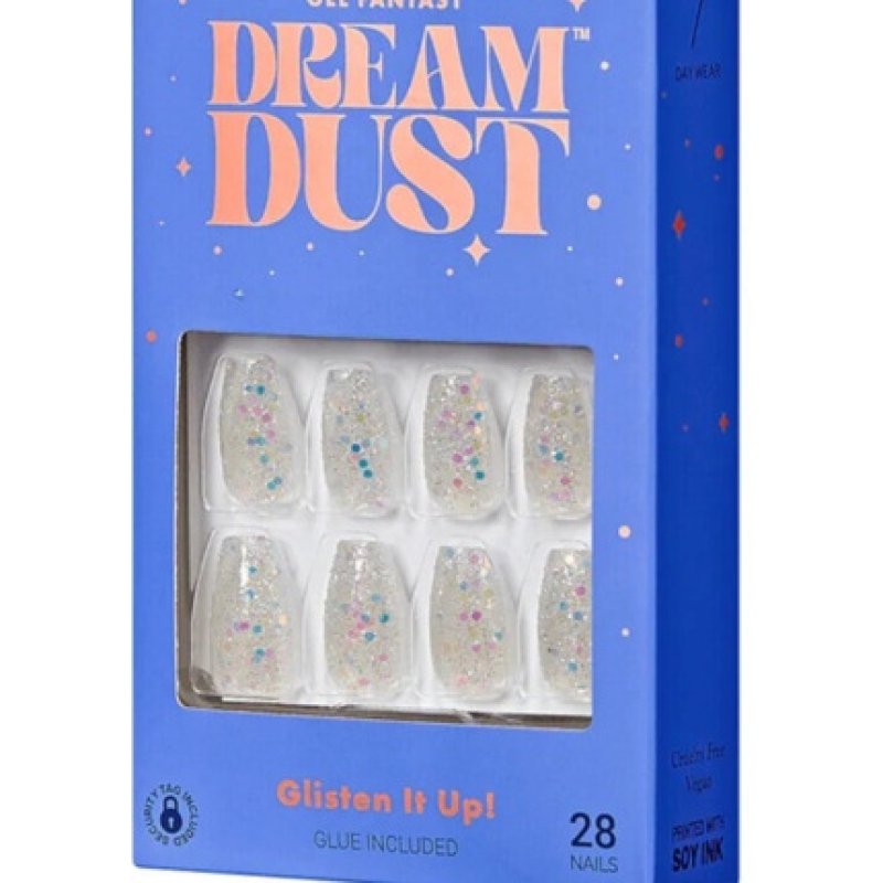 KISS Gel Fantasy False Glue On Nails Dream Dust 28 Short Length Coffin Mood Dust