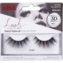 KISS Lash Couture Triple Push Up Collection False Lashes Teddy 3D Volume Cruelty-Free Reusable with Lash Glue Black