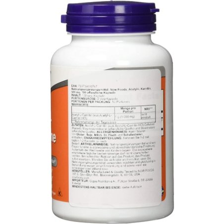 Now Foods Acetyl L-Carnitine 500mg Vegetarian Capsules