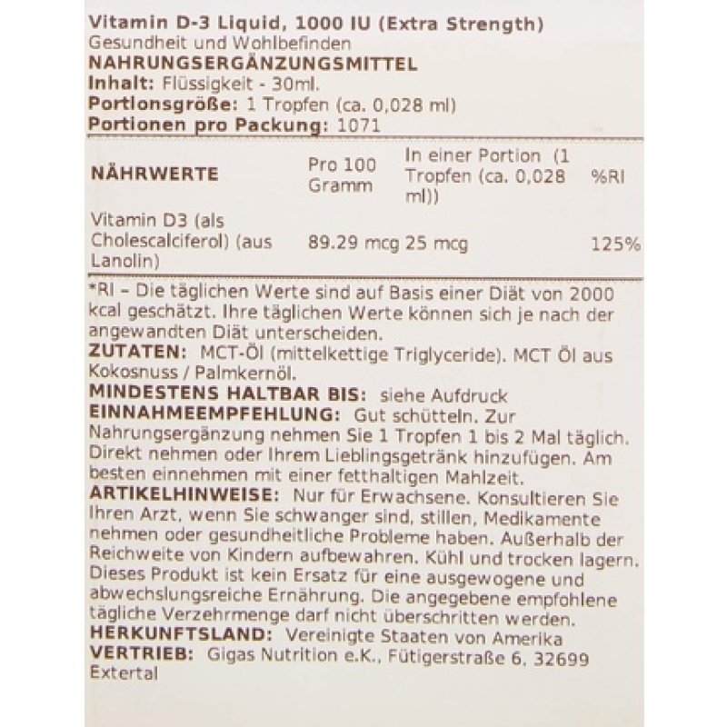 Now Foods Extra Strength Liquid Vitamin D-3 1000 IU 30ml Drops - High Potency Gluten-Free Soy-Free