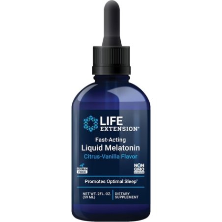 Life Extension Fast-Acting Liquid Melatonin Sleep & Cellular Health Support Supplement Citrus-Vanilla Flavor 2 fl.oz