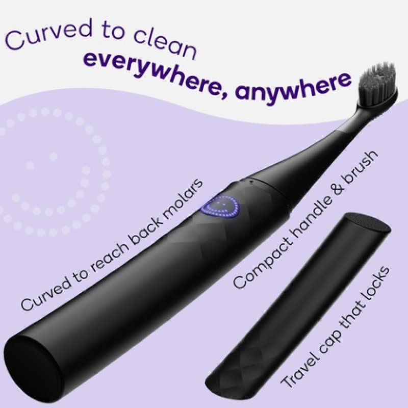 Burst Curve Sonic Electric Toothbrush for Adults - Black Slim Travel Brush