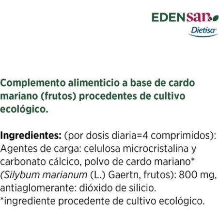 Dielisa Edensan Milk Thistle Bio Natural Food Supplement Detox