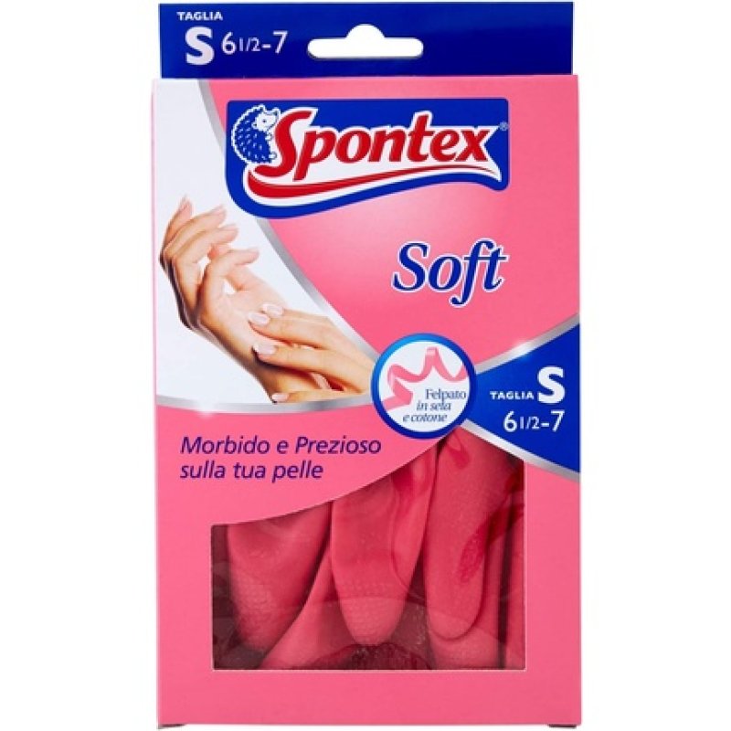 Spontex Soft Household Gloves Natural Latex Pink Small Size Taglia Piccola
