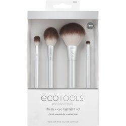 EcoTools Precious Metals Cheek & Eye Highlight Makeup Brush Kit - 4 Piece Set