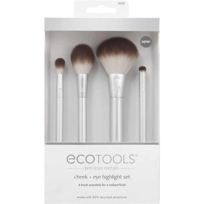 EcoTools Precious Metals Cheek & Eye Highlight Makeup Brush Kit - 4 Piece Set