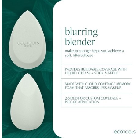EcoTools Blurring Blender Makeup Sponge For Liquid & Cream Foundation Cloud Coverage Memory Foam Eco Friendly Latex