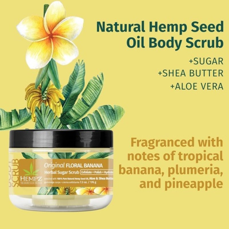 Hempz Sugar Body Scrub Original Floral & Bananas All Natural Exfoliating