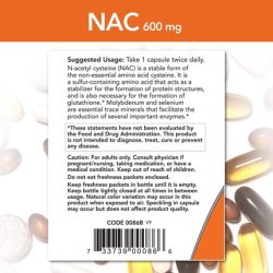 NOW Supplements NAC 600mg with Selenium and Molybdenum 250 Veg Capsules