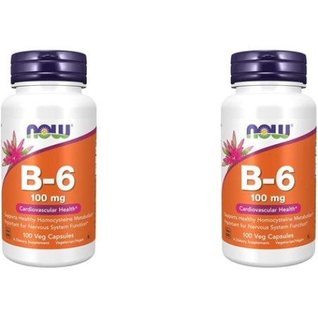 NOW Supplements Vitamin B-6 Pyridoxine HCl 100mg Cardiovascular Health 100 Veg Capsules