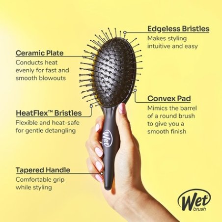 Wet Brush Easy Blow Out Hair Brush Black Edgeless HeatFlex Bristles Blow Dry Safe Ergonomic Handle Manages Tangles