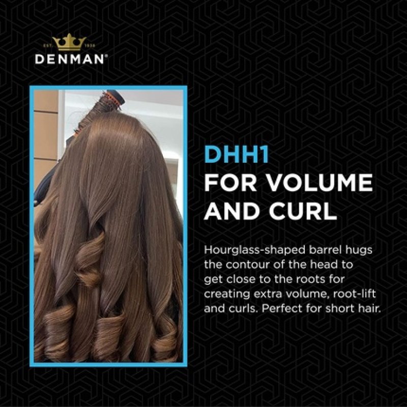 Denman X-Small Thermo Ceramic Hourglass Hot Curl Brush DHH1H for Blow-Drying, Straightening, Defined Curls, Volume &